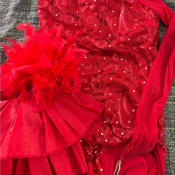Weissman Other - Weissman Matadora red sequin & feather bustle adult L ♥️